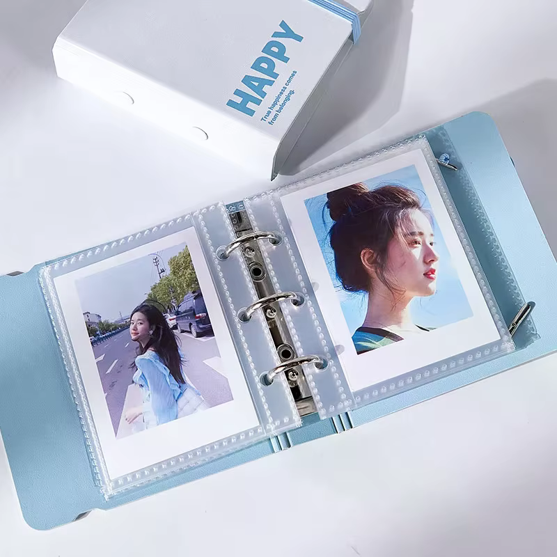 Porte-cartes photo tendance avec élastique, album de collection pour cartes d'idoles, classeur minimaliste pour mini cartes photo