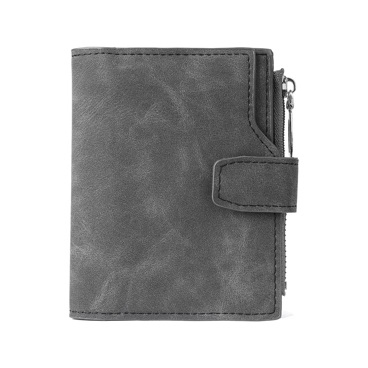 Portefeuille court vintage pour femme en cuir nubuck