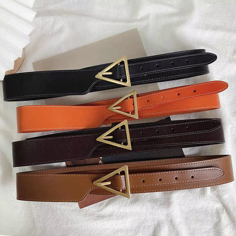 Ceinture décorative en cuir véritable pour femme avec drapeau de luxe