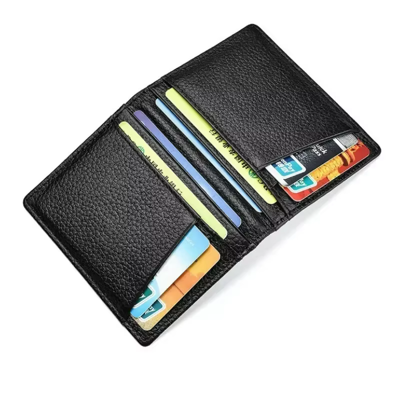 Portefeuille souple Super mince 100% cuir véritable, Mini portefeuille pour cartes de crédit, porte-cartes pour hommes, portefeuille fin et petit