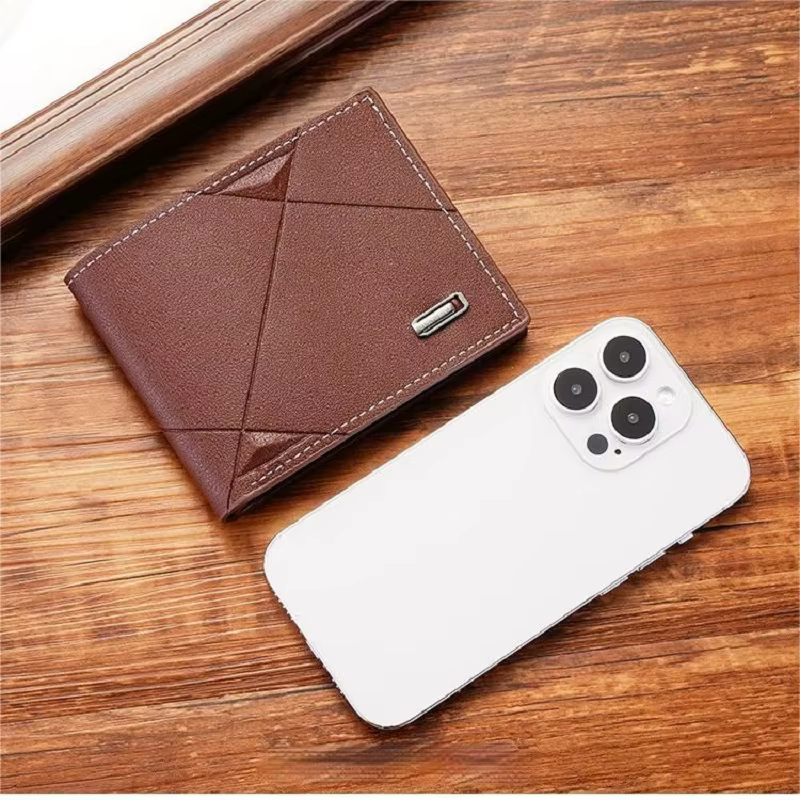 Portefeuilles en cuir minces pour hommes, portefeuille à deux volets minimaliste, porte-cartes fin de loisirs, porte-monnaie pour jeunes hommes, pince à billets