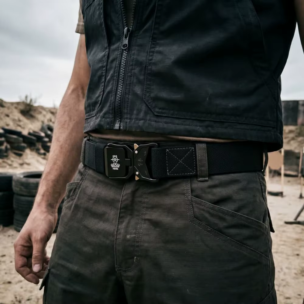 Nouvelle ceinture tactique à boucle à dégagement rapide, ceinture élastique décontractée pour l'entraînement, ceinture pour pantalon homme
