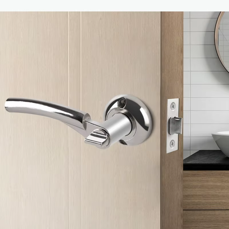 Serrure de porte intérieure en bois massif, serrures silencieuses en alliage d'aluminium, poignée de porte argentée, serrure de sécurité, accessoires de quincaillerie pour portes, serrures à clé