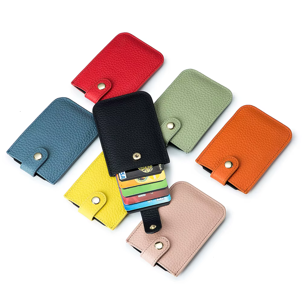 Porte-cartes mince en cuir véritable