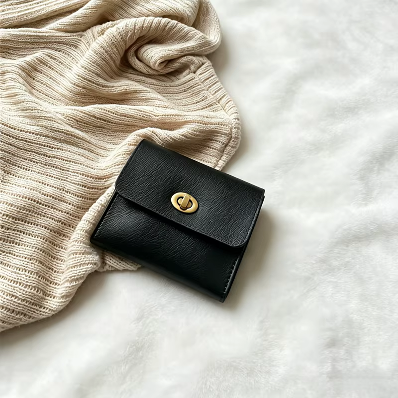 Porte-cartes et porte-monnaie mini rétro en cuir PU WERLLANDS avec fermoir rotatif multicolore