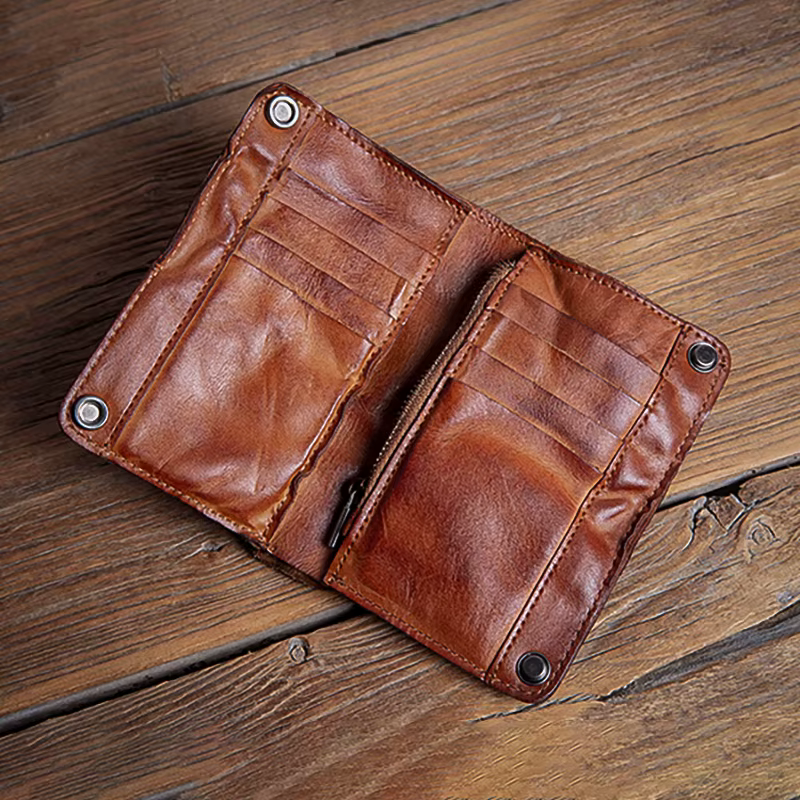 GURO haute qualité hommes portefeuille en cuir véritable Vintage à deux volets pince à billets porte-carte de crédit Design de luxe avec fermeture éclair poche à monnaie