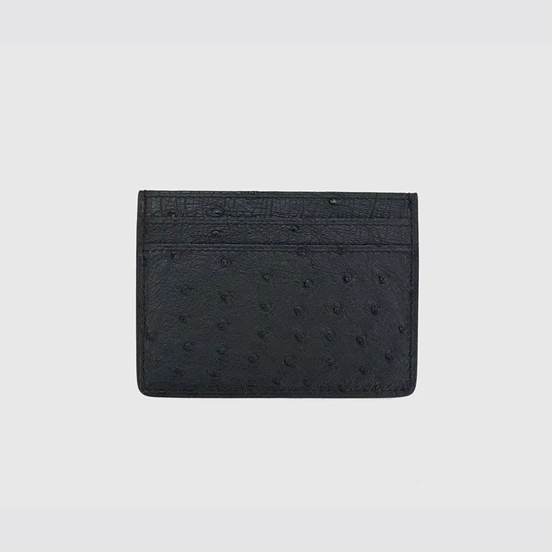 Porte-cartes unisexe en cuir véritable pour hommes et femmes, marque de mode, étui de luxe, cuir d'autruche véritable, porte-cartes de crédit, petit sac, portefeuille