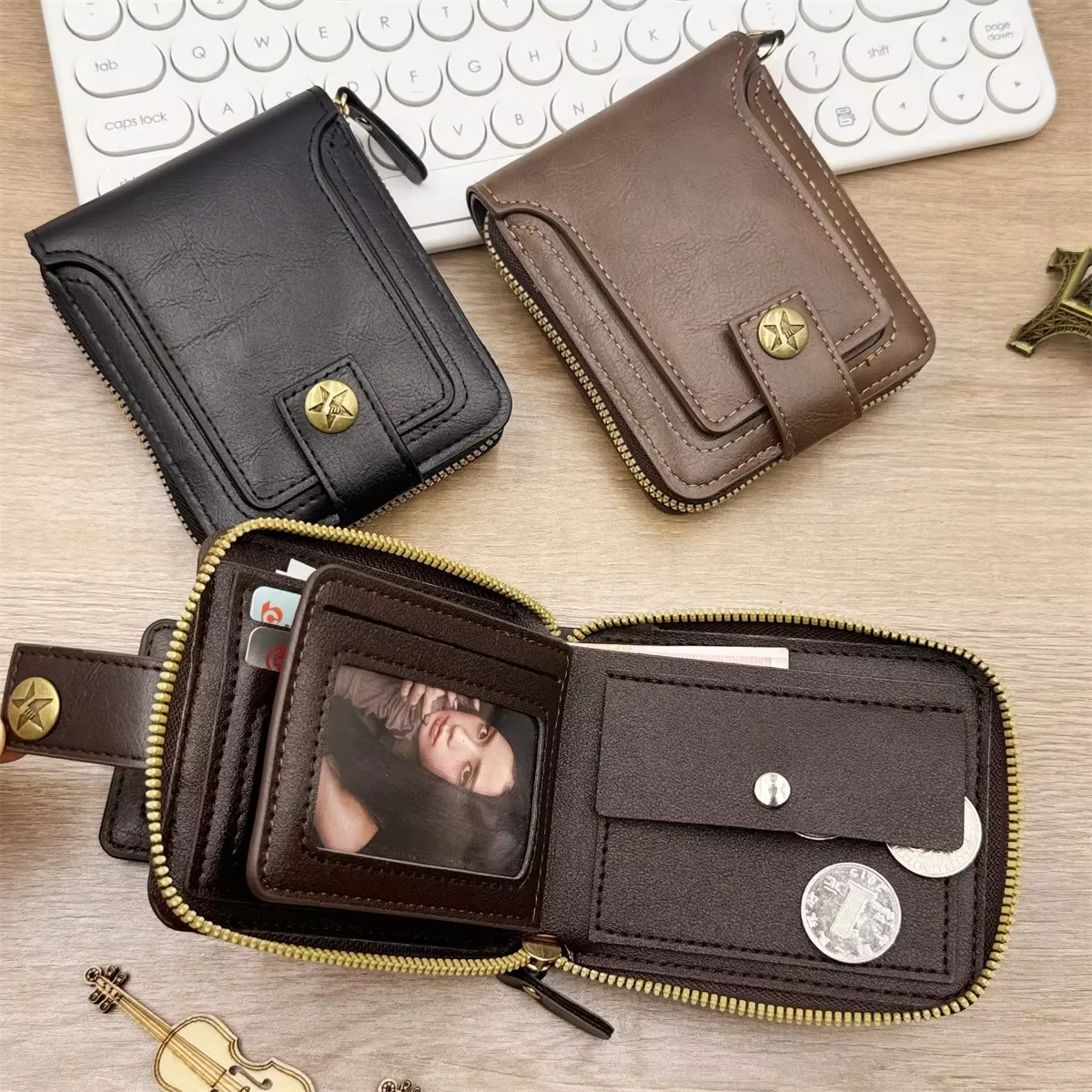 Portefeuille Vintage en cuir PU pour hommes