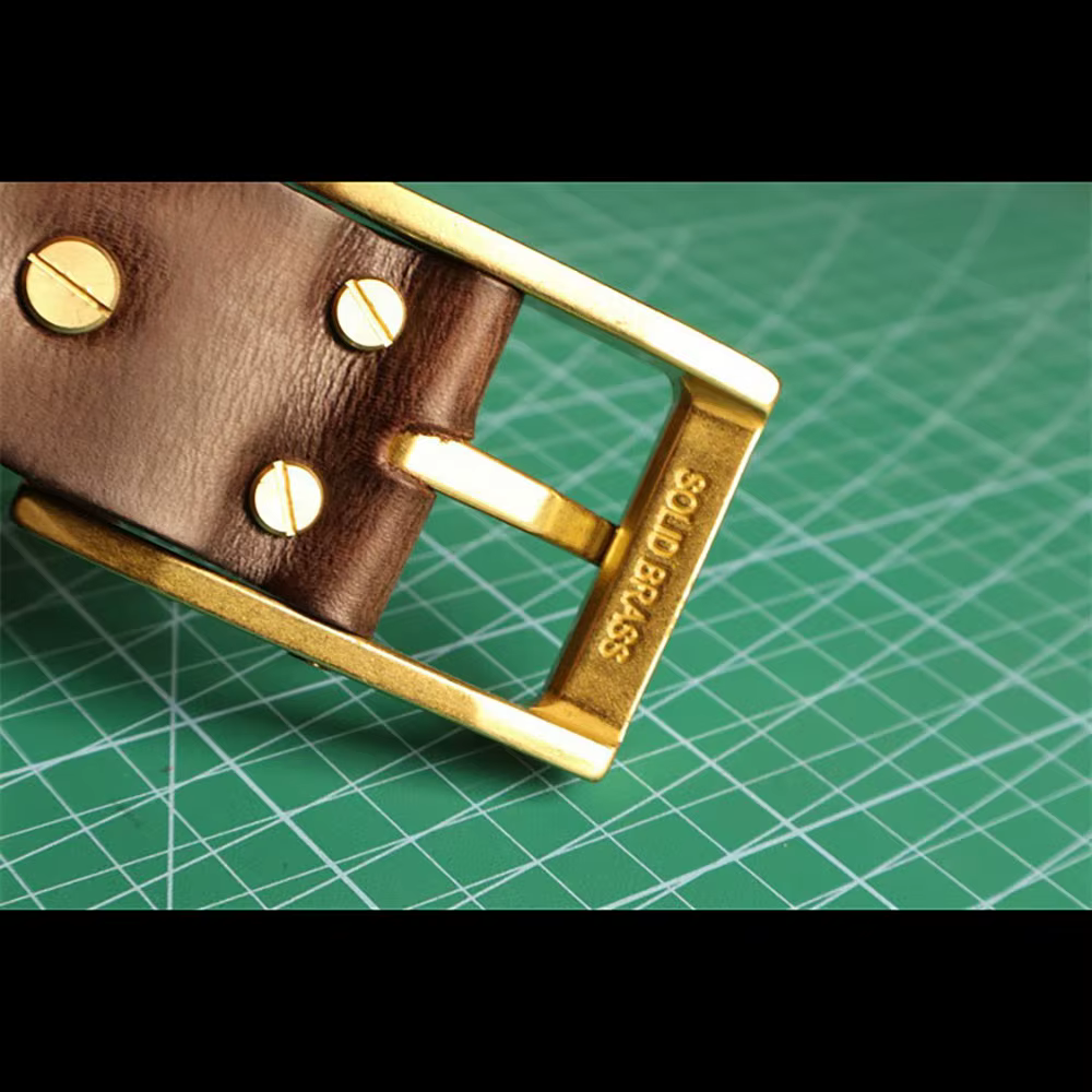 DistMurcia-Ceinture rétro en laiton faite à la main pour homme, cuir de vachette moderne et polyvalent, style Amekaji