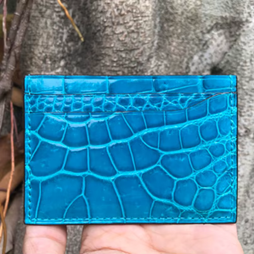 Porte-cartes en crocodile véritable pour hommes et femmes